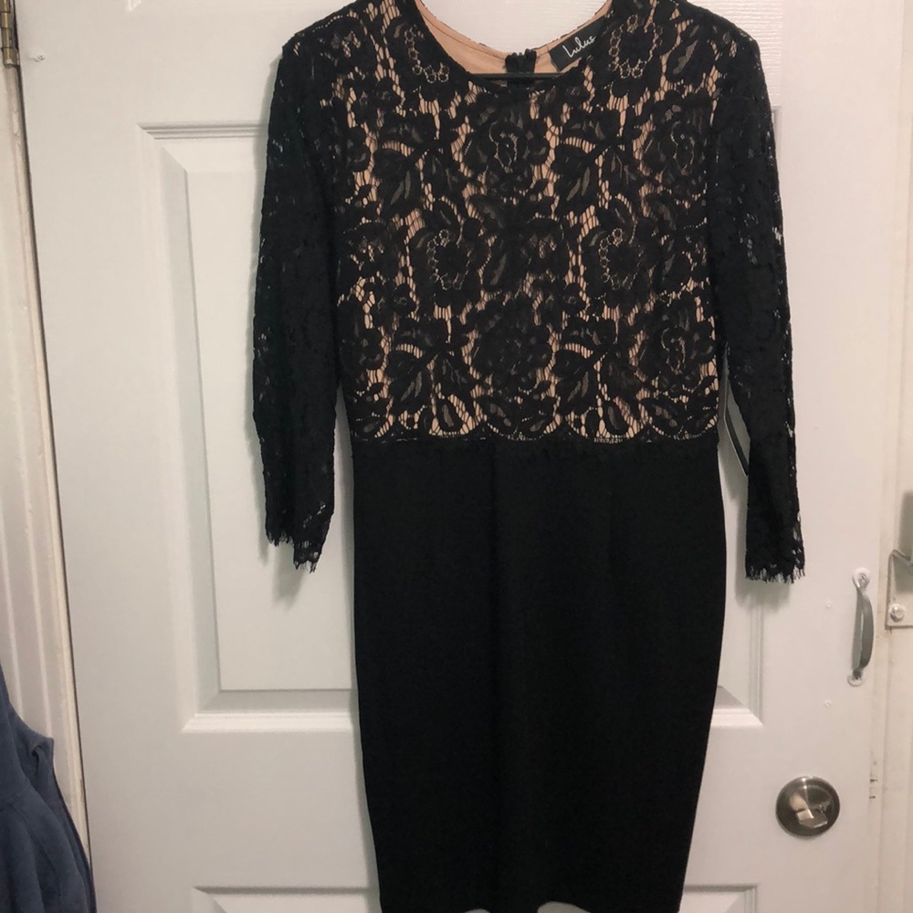 Black lace and cream dress